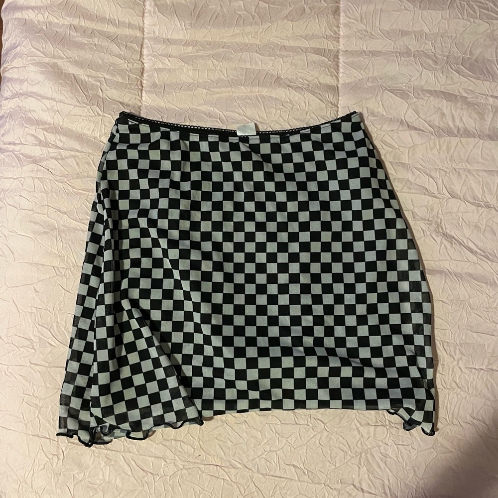 black and white race flag skirt